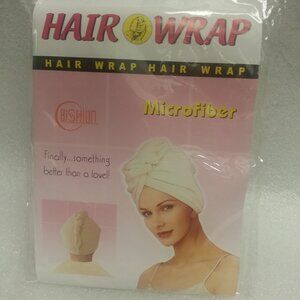 NWT Hair Wrap Microfiber Cream Shower Cap Towel Wrap Hat Super Comfy Quick & EZ